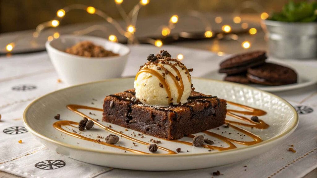 How to Make Perfect Slutty Brownies Every Time 8 Perfect Slutty Brownies. A slutty brownie served with vanilla ice cream, caramel drizzle, and crushed Oreos.