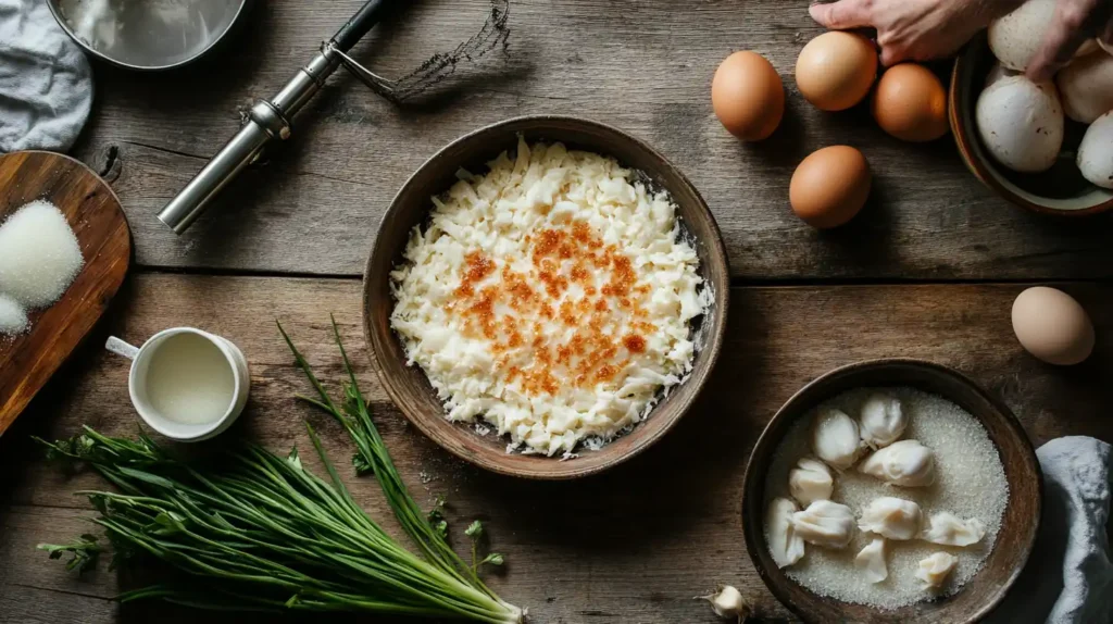 Crab Brulee Recipe: Step-by-Step Guide to Making the Best Crab Brulee 6 Crab Brulee Recipe : ingredients for making crab brulee, including crab meat, cream, eggs, and Parmesan cheese.